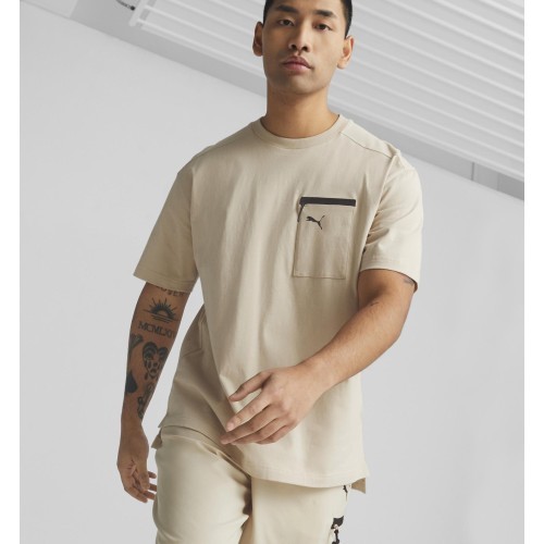 Мужская хлопковая футболка Puma Open Road Tee Granola Creamy 673401 88
