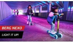 Paspirtukas BERG Nexo, sulankstomas, šviečiantys ratukai, magnetinė platforma, žalias