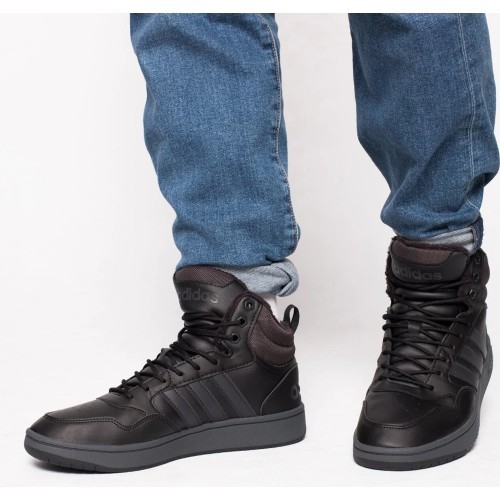 Мужские кроссовки Adidas Hoops 3.0 Mid WTR, чёрные GW6421