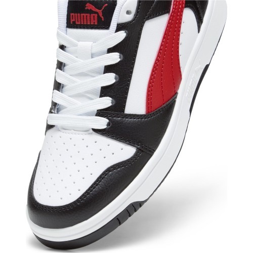 Puma Rebound V6 Lo Jr Junior Shoes Black White Red 393833 04