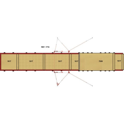 Nusileidimo čiužinių komplektas varžyboms, asimetriniai lygiagretūs skersiniai – 28 m²