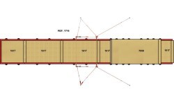 Nusileidimo čiužinių komplektas varžyboms, asimetriniai lygiagretūs skersiniai – 28 m²