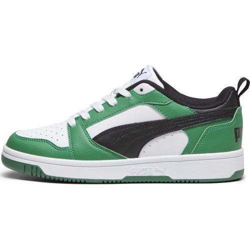 Puma Rebound V6 Lo Jr Junior Shoes Black White Green 393833 05