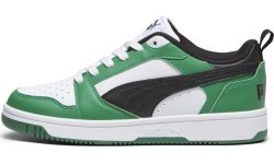 Puma Rebound V6 Lo Jr Junior Shoes Black White Green 393833 05