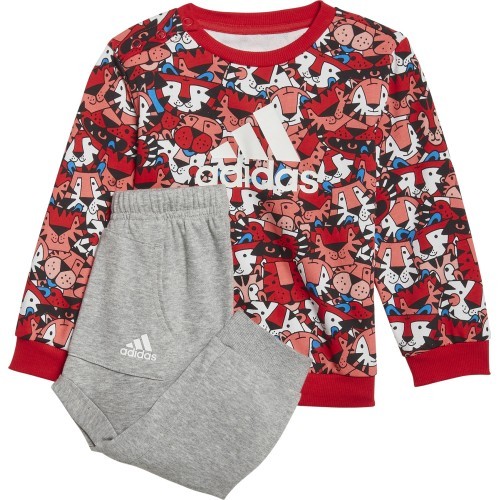 Adidas I Aop Jog Ft kids' tracksuit, Grey/Red HF1970