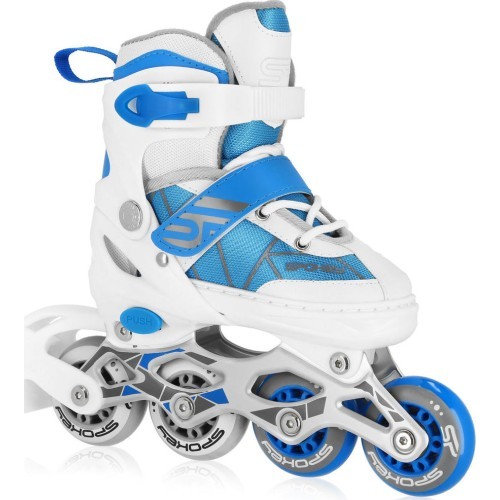 Adjustable inline skates for children white blue Spokey TONY