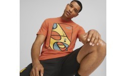 Puma Graphics Court Tee Men's T-Shirt Chili Orange 674481 94
