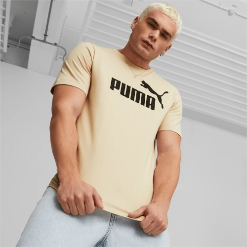 Puma Cotton Men's T-Shirt Ess Logo Tee Cream 586667 85