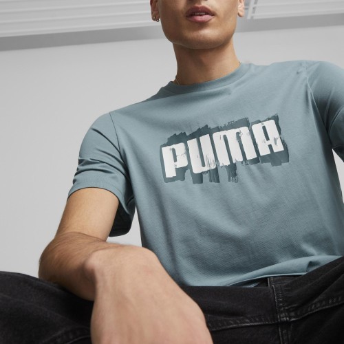 Мужская футболка Puma Graphics Wording Tee зелёная 674475 84