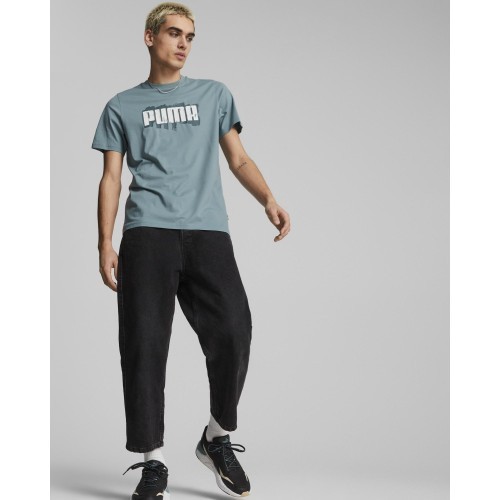 Мужская футболка Puma Graphics Wording Tee зелёная 674475 84
