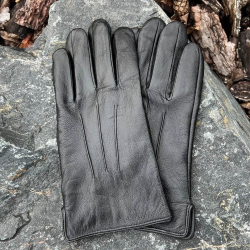 Prius Lux Genuine Leather Gloves for Men, Black 2050