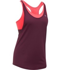 Moteriški treniruočių marškinėliai Under Armour HeatGear 2-in-1 - Raisin Red/Marathon Red/Metallic Silver