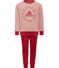 Adidas LK Logo Jog Set Tracksuit for Girls Red Pink H65799