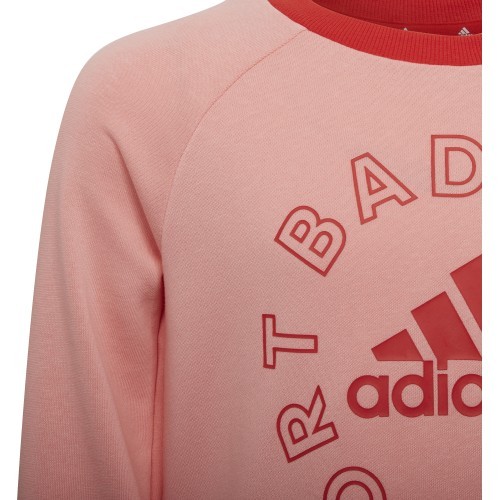 Adidas LK Logo Jog Set Tracksuit for Girls Red Pink H65799