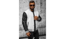 J.Style Men's Leather Jacket Black White 11Z8068
