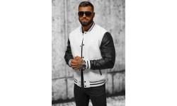 J.Style Men's Leather Jacket Black White 11Z8068