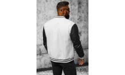 J.Style Men's Leather Jacket Black White 11Z8068