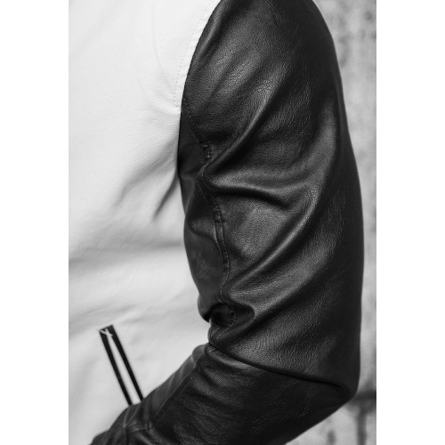 Мужская кожаная куртка J.Style Black White 11Z8068