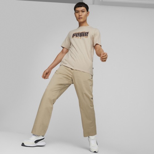 Puma Men's Cotton T-Shirt Graphics Wording Cream 674475 88