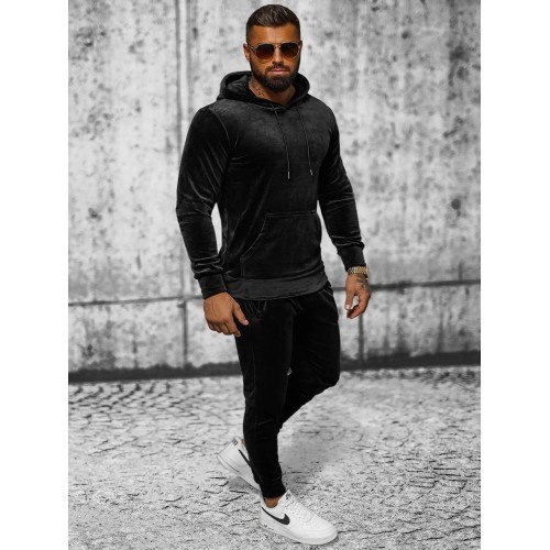 J.Style Veliūrinis Sportinis Kostiumas Vyrams Black 8C1171-3