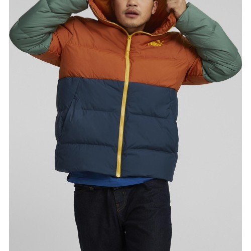 Puma Power Hooded Down Puff Men's Jacket Orange Green Blue 849335 64