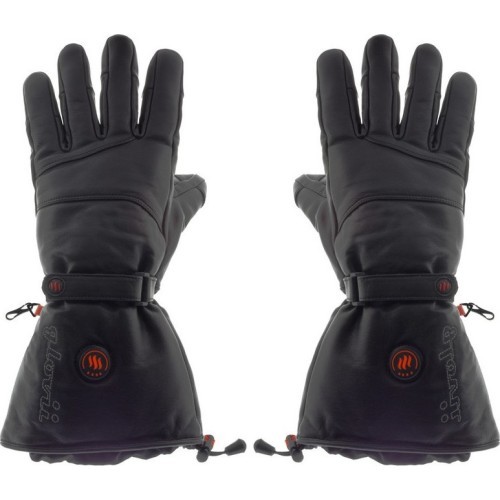 Кожаные перчатки Glovii GS5 с подогревом на батарейках - Black