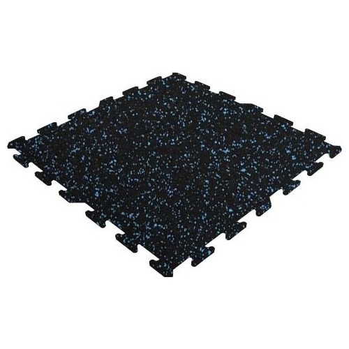 Rubber Tile Slice - Puzzle, Black/Blue dots, Mosaic EPDM