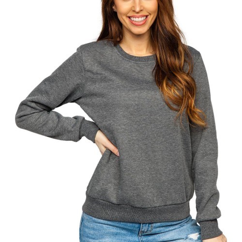 J.Style Women's Fleece Sweatshirt Grey 68W01-5
