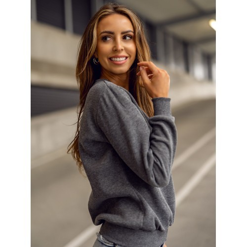 J.Style Women's Fleece Sweatshirt Grey 68W01-5