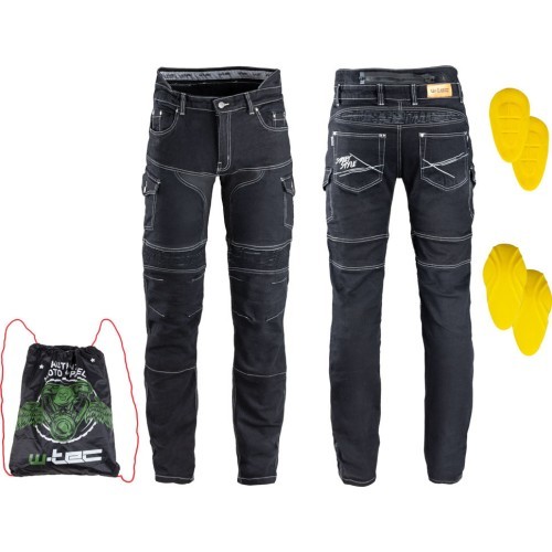 Мужские мотоциклетные джинсы W-TEC Aredator EVO - Black