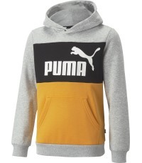 Толстовка с капюшоном для подростков Puma ESS Block чёрно-серо-жёлтая 849081 04