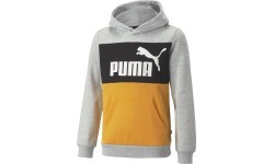 Puma ESS Block Hoodie Juniors Black Grey Yellow 849081 04