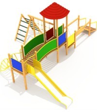 Medinė vaikų žaidimų aikštelė modelis 14-A