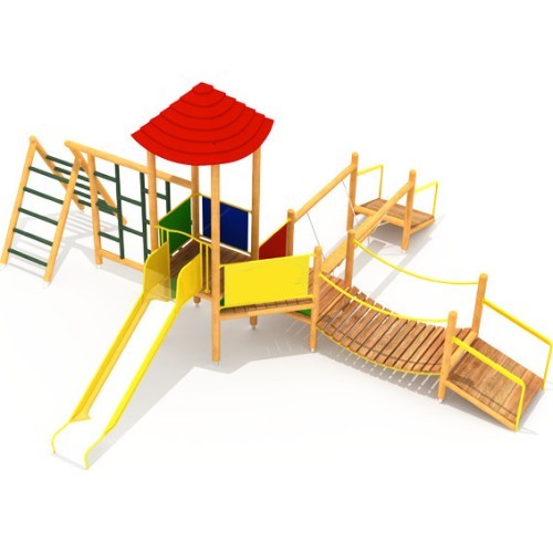 Medinė vaikų žaidimų aikštelė Model 1-E