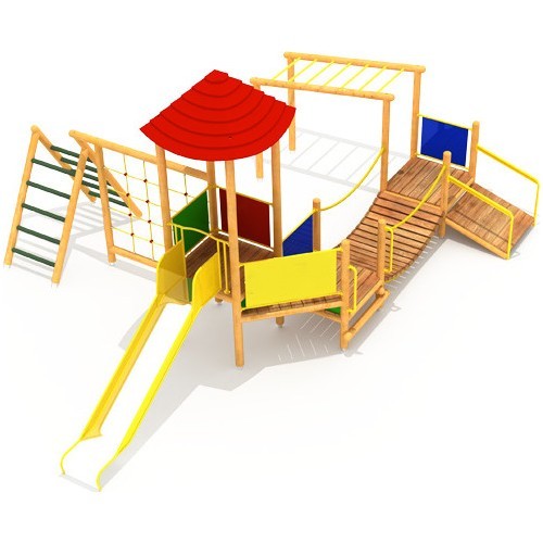 Medinė vaikų žaidimų aikštelė modelis 3-E