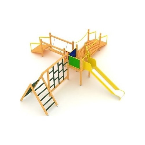 Medinė vaikų žaidimų aikštelė Model 1-F