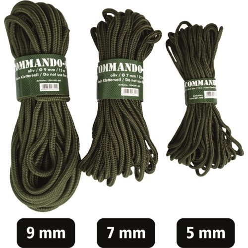 Komando virvė 5 mm (15 m), alyvuogių žalia