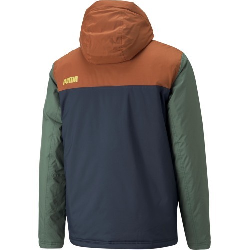 Куртка мужская Puma Colourblock с капюшоном синяя оранжевая зелёная 849346 64