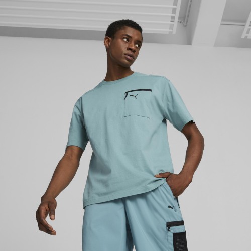 Puma Open Road Tee мужская хлопковая футболка Adriatic Green 673401 84