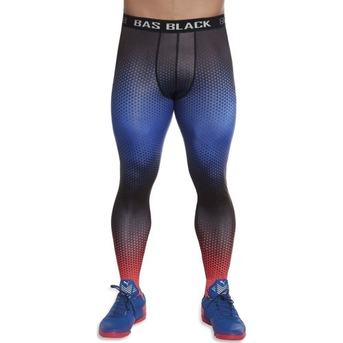 Men's Sports Leggings BAS BLACK Quantum - Blue-Red