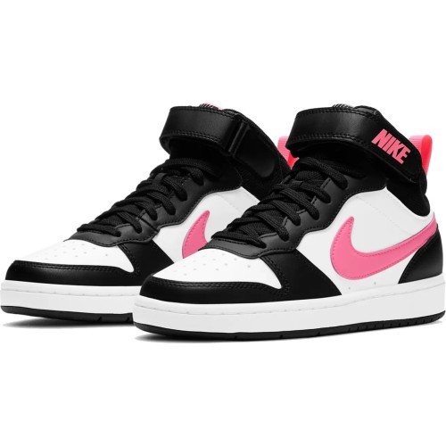 Подростковая обувь Nike Court Borough Mid 2 White Black Pink CD7782 005