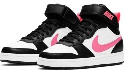 Nike Court Borough Mid 2 Junior Shoes White Black Pink CD7782 005