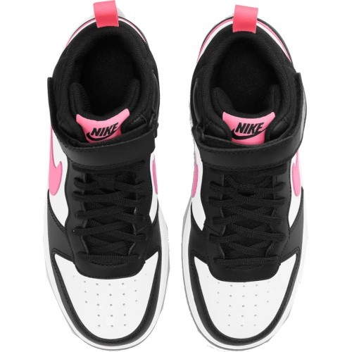 Nike Court Borough Mid 2 Junior Shoes White Black Pink CD7782 005