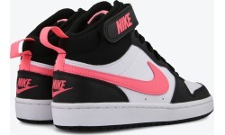 Nike Court Borough Mid 2 Junior Shoes White Black Pink CD7782 005