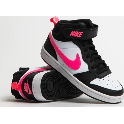 Подростковая обувь Nike Court Borough Mid 2 White Black Pink CD7782 005