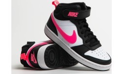Подростковая обувь Nike Court Borough Mid 2 White Black Pink CD7782 005