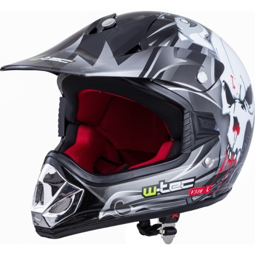Детский мотоциклетный шлем W-TEC V310 - Black Skull