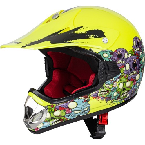 Детский мотоциклетный шлем W-TEC V310 - Zombie Neon Green