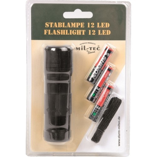 Juodas žibintuvėlis 12 LED (3AAA)