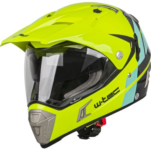 Motorcycle Helmet W-TEC Dualsport - Fluo Yellow-Blue
